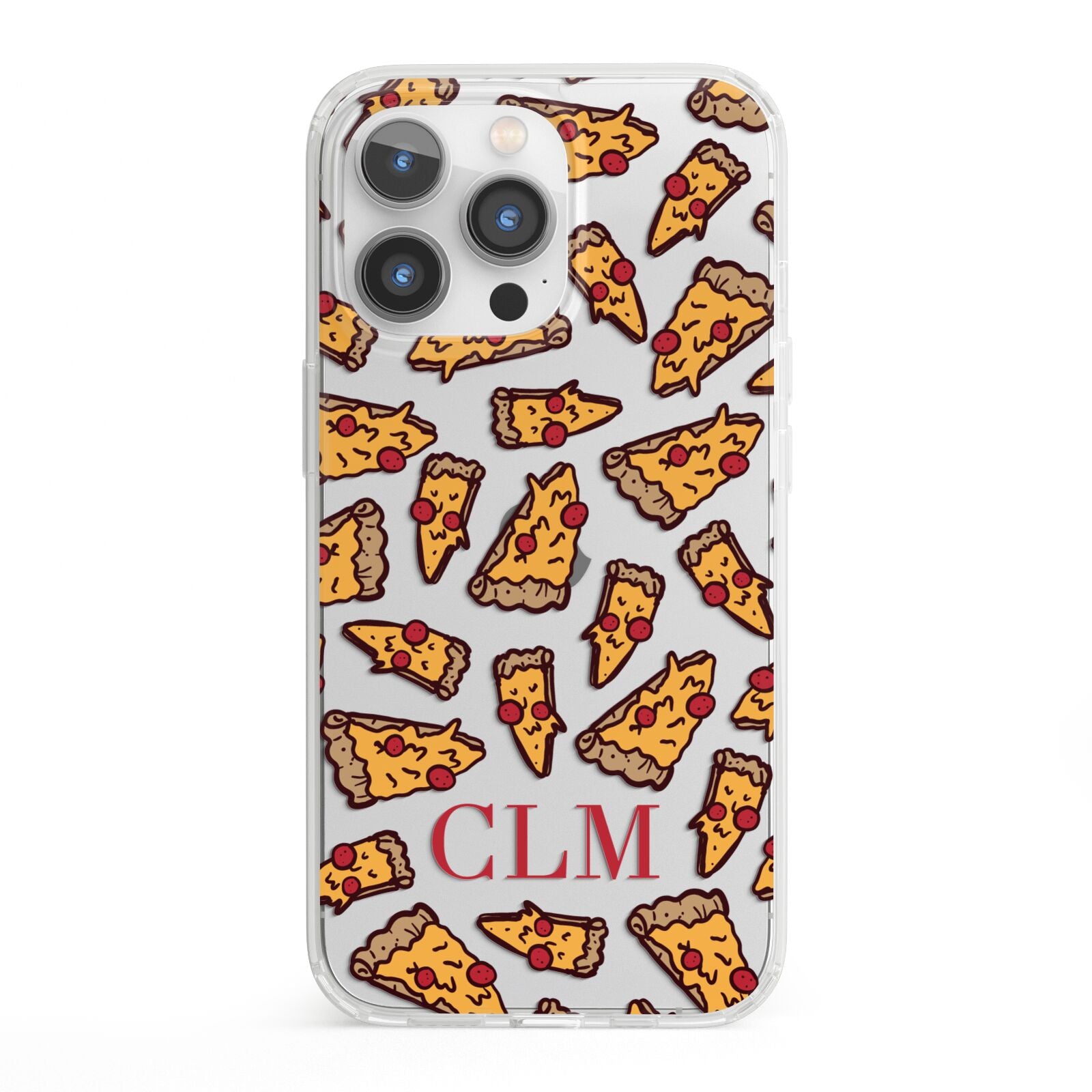 Personalised Pizza Initials Clear iPhone 13 Pro Clear Bumper Case