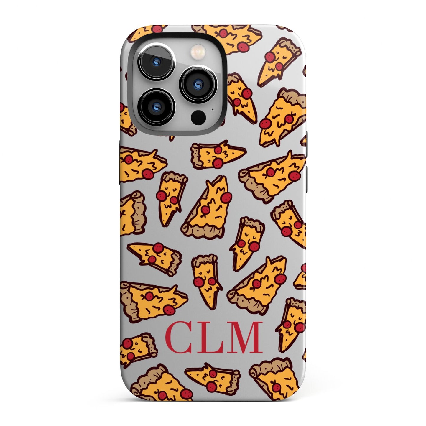 Personalised Pizza Initials Clear iPhone 13 Pro Full Wrap 3D Tough Case