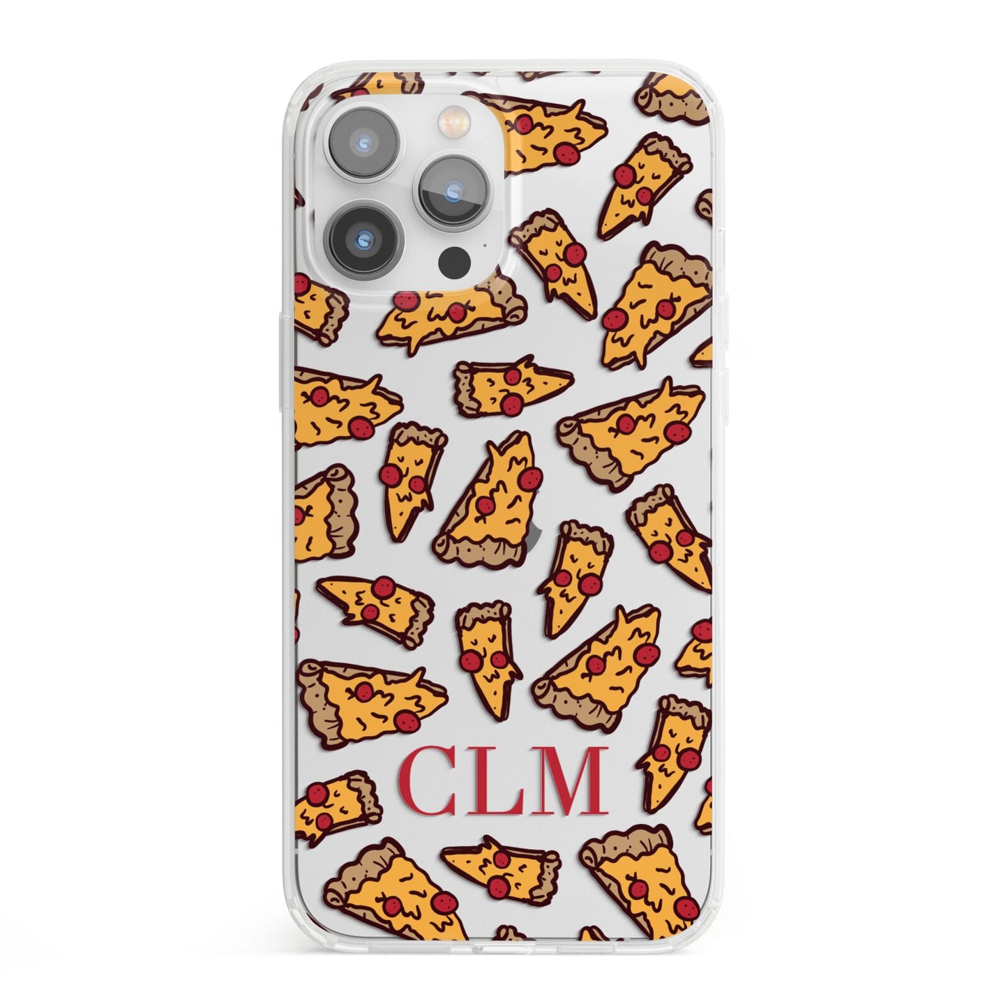 Personalised Pizza Initials Clear iPhone 13 Pro Max Clear Bumper Case