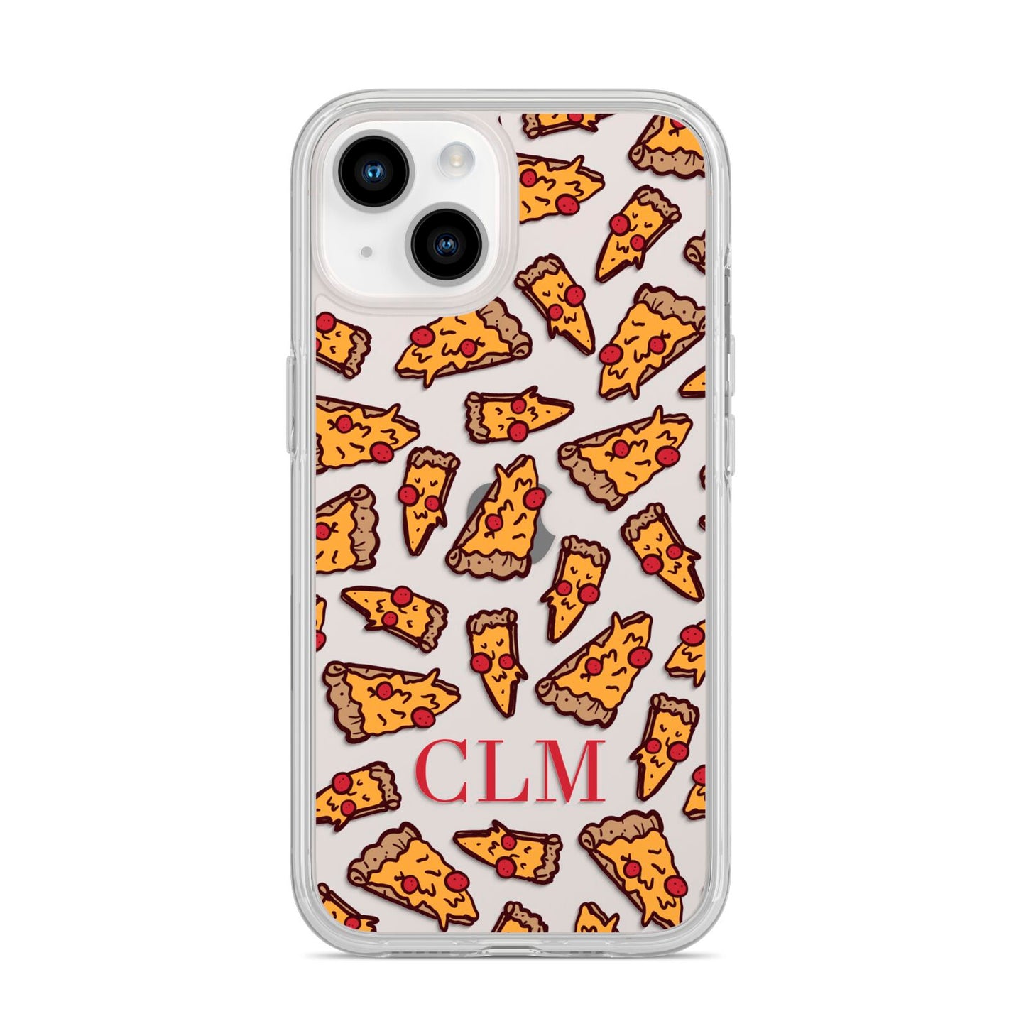Personalised Pizza Initials Clear iPhone 14 Clear Tough Case Starlight
