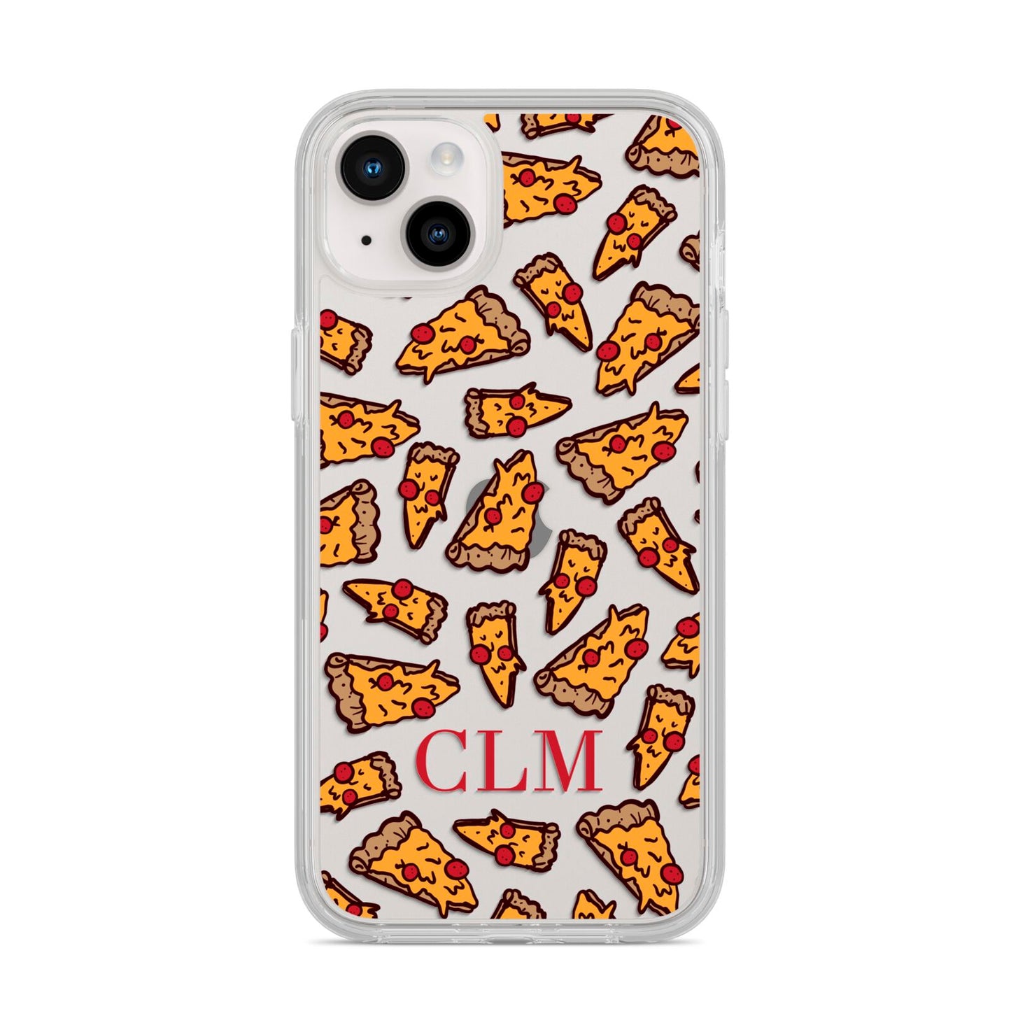 Personalised Pizza Initials Clear iPhone 14 Plus Clear Tough Case Starlight