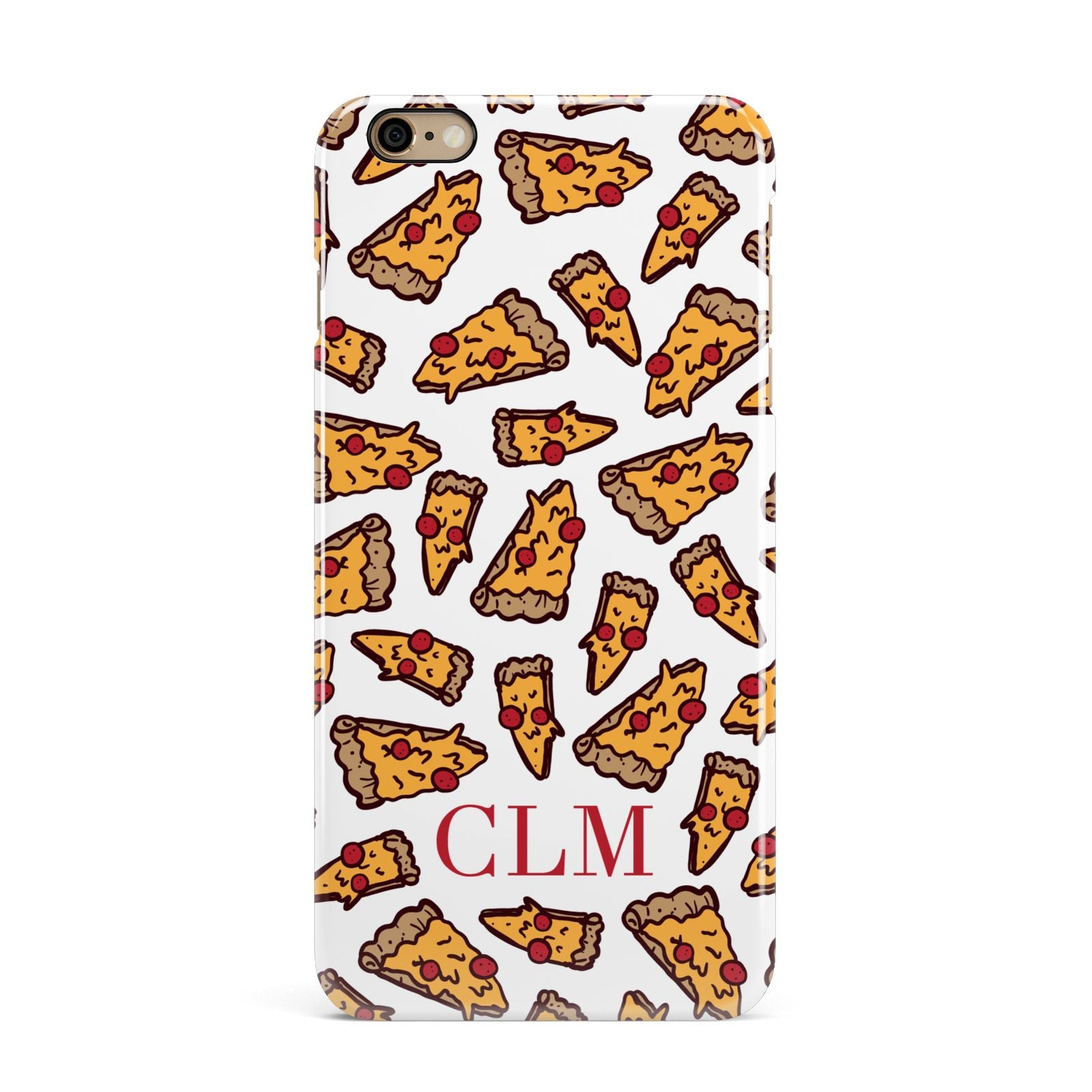 Personalised Pizza Initials Clear iPhone 6 Plus 3D Snap Case on Gold Phone