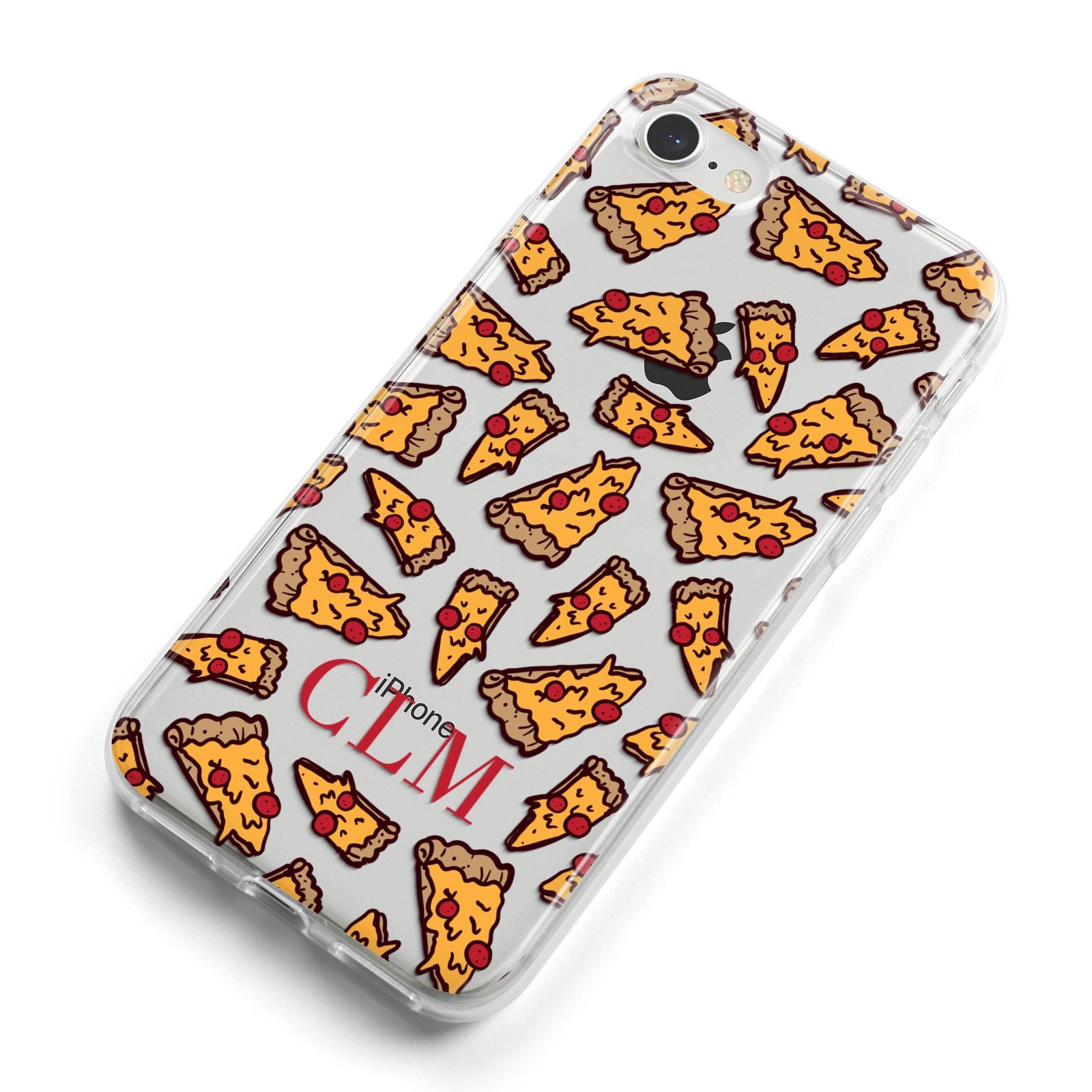 Personalised Pizza Initials Clear iPhone 8 Bumper Case on Silver iPhone Alternative Image