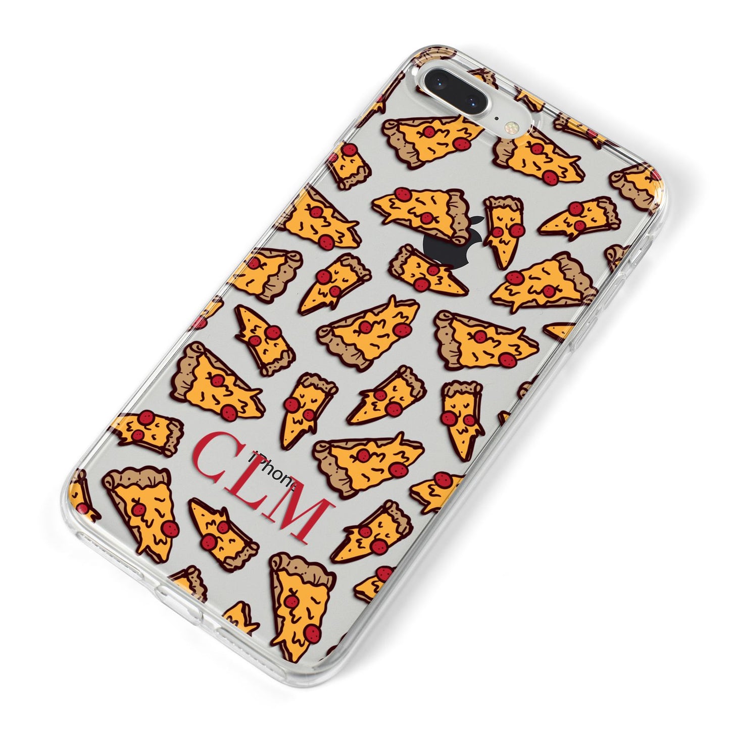 Personalised Pizza Initials Clear iPhone 8 Plus Bumper Case on Silver iPhone Alternative Image