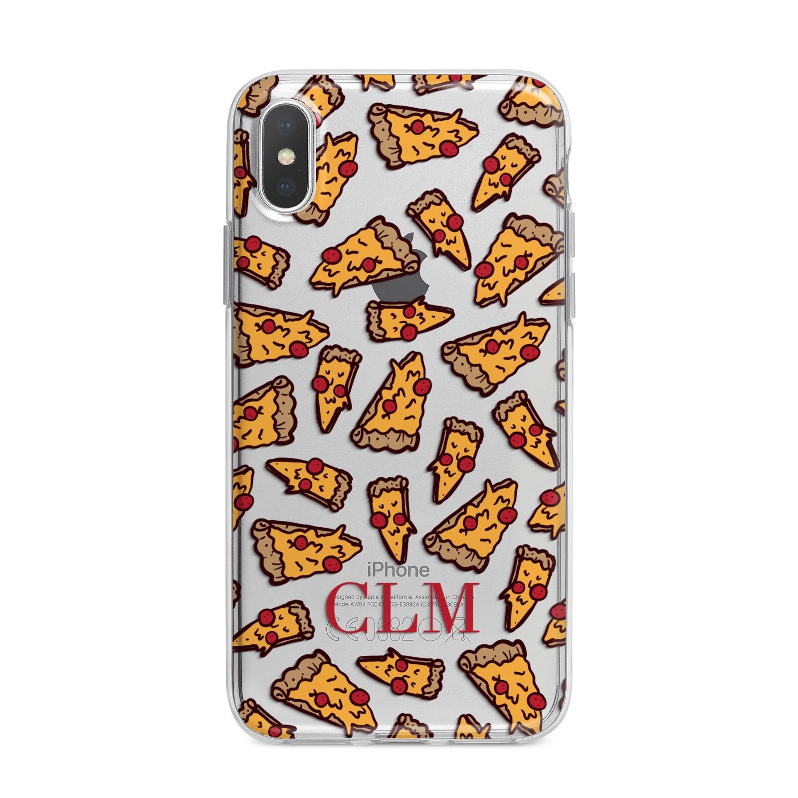 Personalised Pizza Initials Clear iPhone X Bumper Case on Silver iPhone Alternative Image 1