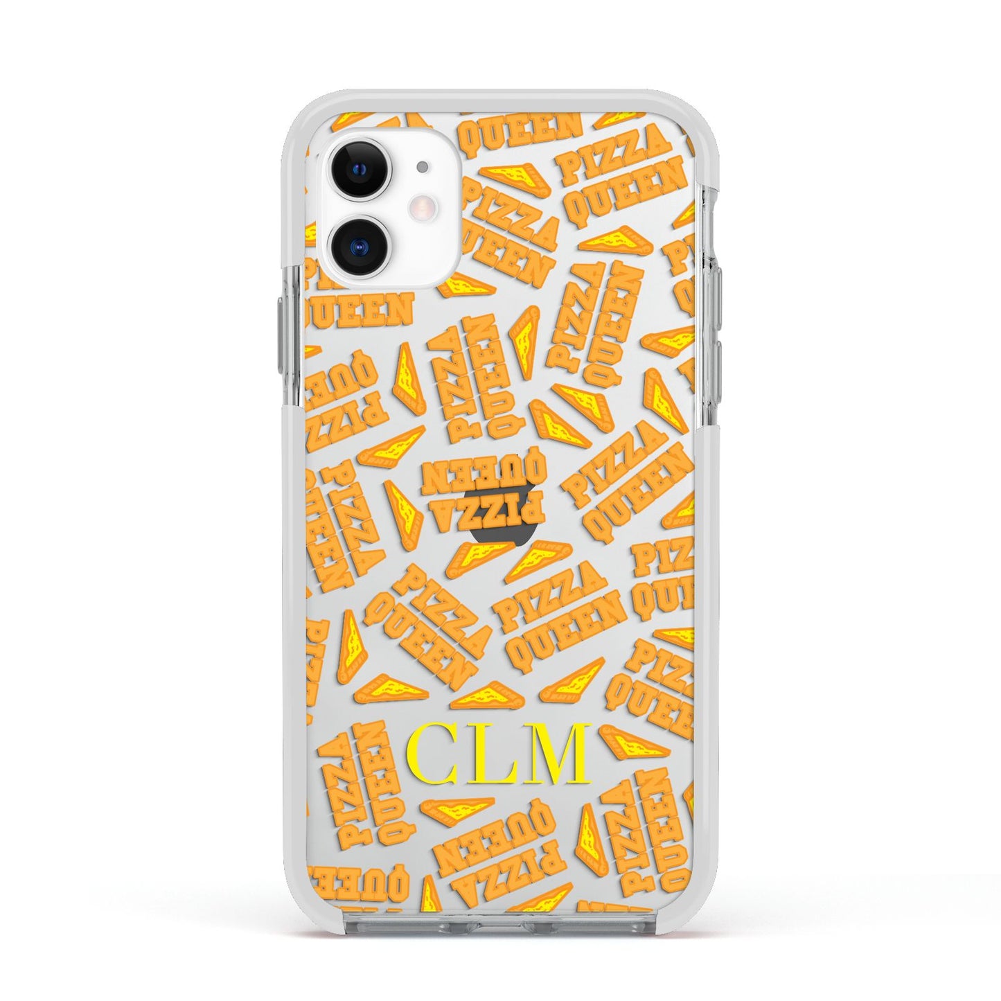 Personalised Pizza Queen Initials Apple iPhone 11 in White with White Impact Case