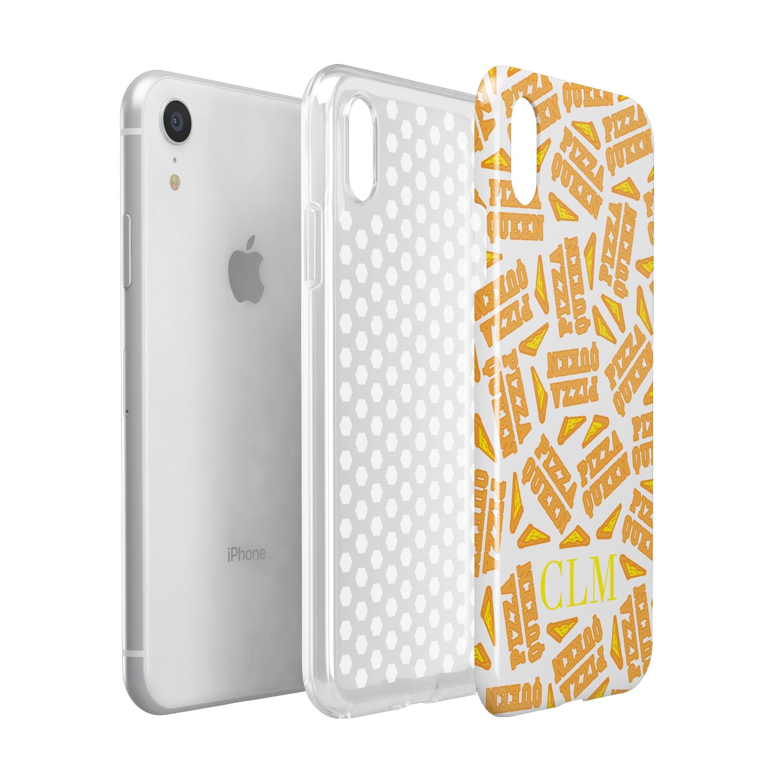 Personalised Pizza Queen Initials Apple iPhone XR White 3D Tough Case Expanded view