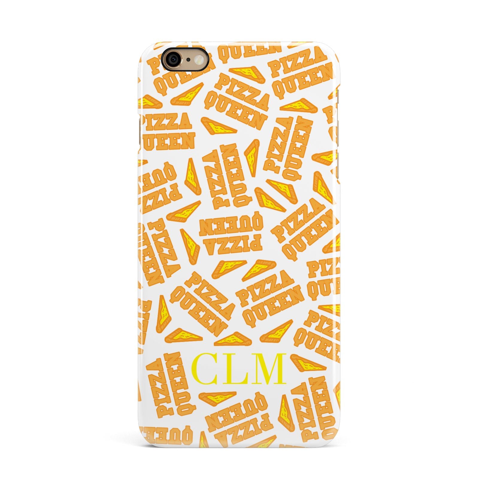 Personalised Pizza Queen Initials iPhone 6 Plus 3D Snap Case on Gold Phone