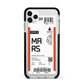 Personalised Planet Boarding Pass Apple iPhone 11 Pro Max in Silver with Black Impact Case