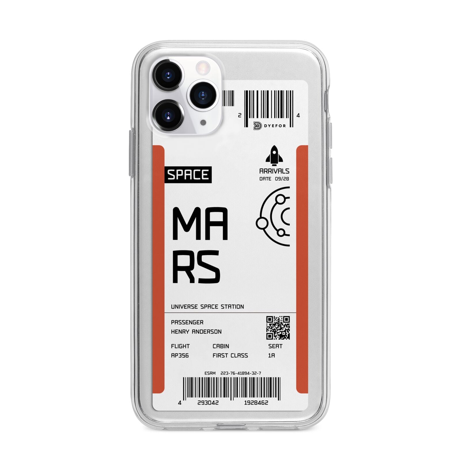 Personalised Planet Boarding Pass Apple iPhone 11 Pro in Silver with Bumper Case