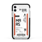 Personalised Planet Boarding Pass Apple iPhone 11 in White with Black Impact Case