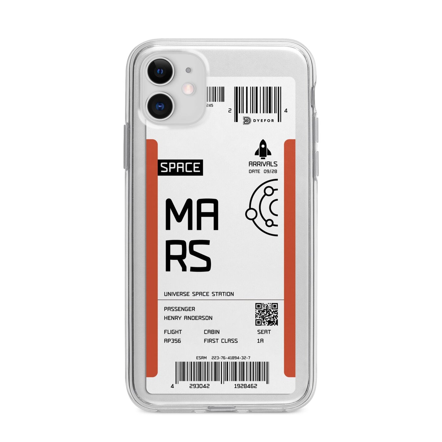 Personalised Planet Boarding Pass Apple iPhone 11 in White with Bumper Case
