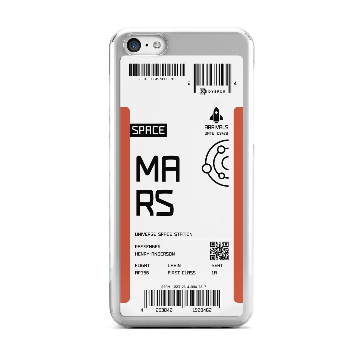 Personalised Planet Boarding Pass Apple iPhone 5c Case