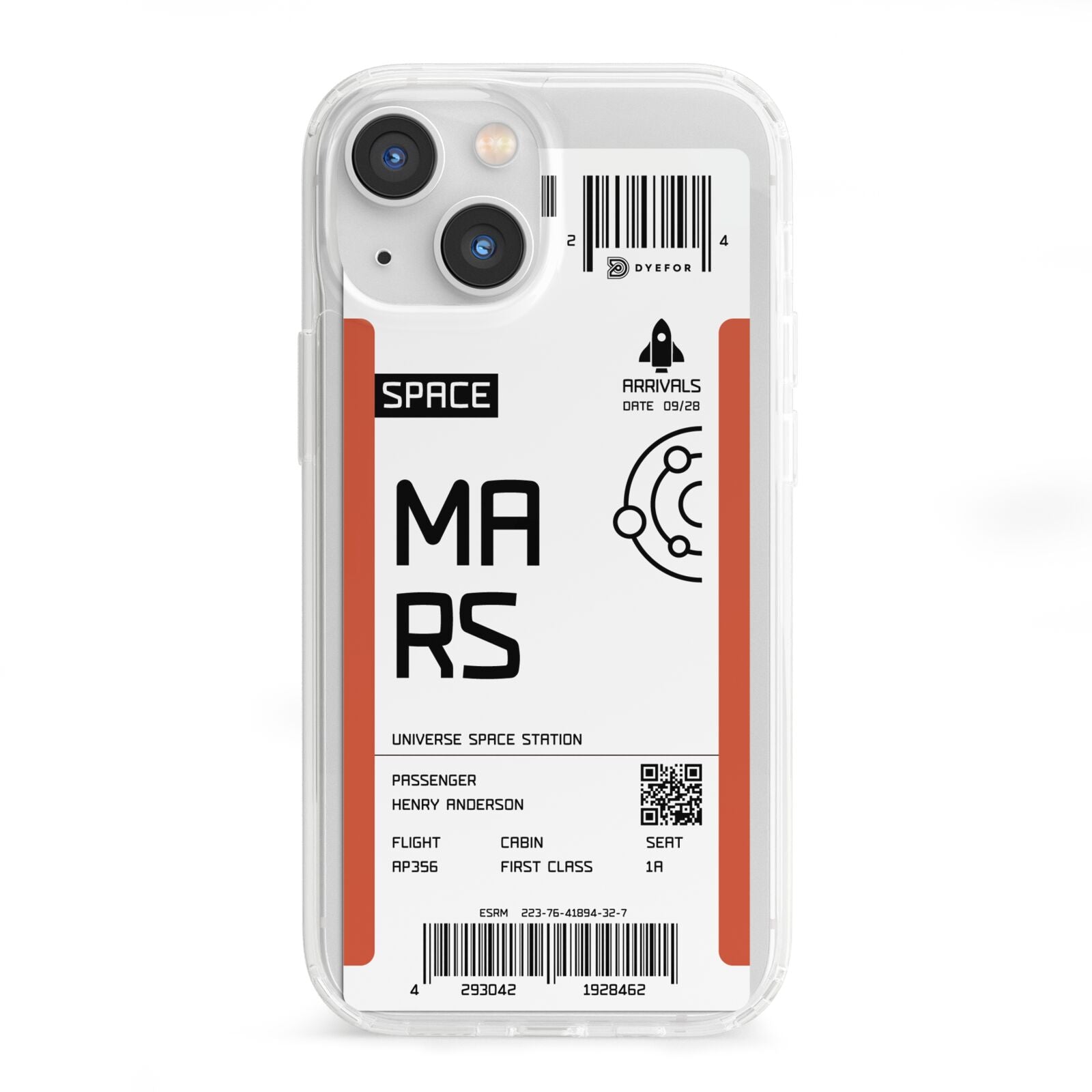 Personalised Planet Boarding Pass iPhone 13 Mini Clear Bumper Case