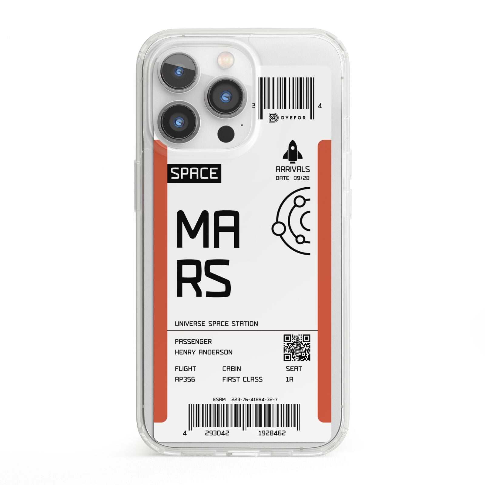 Personalised Planet Boarding Pass iPhone 13 Pro Clear Bumper Case
