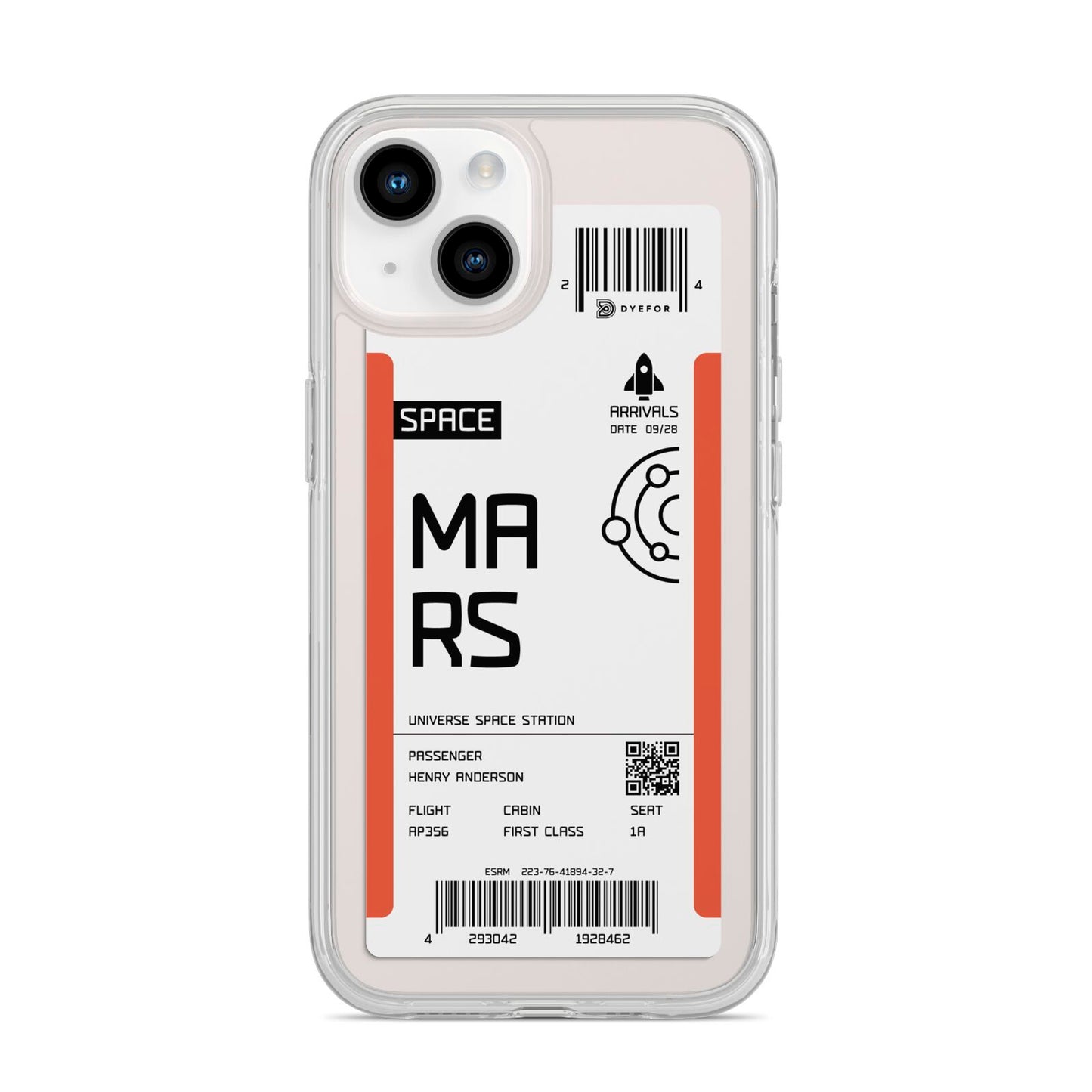 Personalised Planet Boarding Pass iPhone 14 Clear Tough Case Starlight