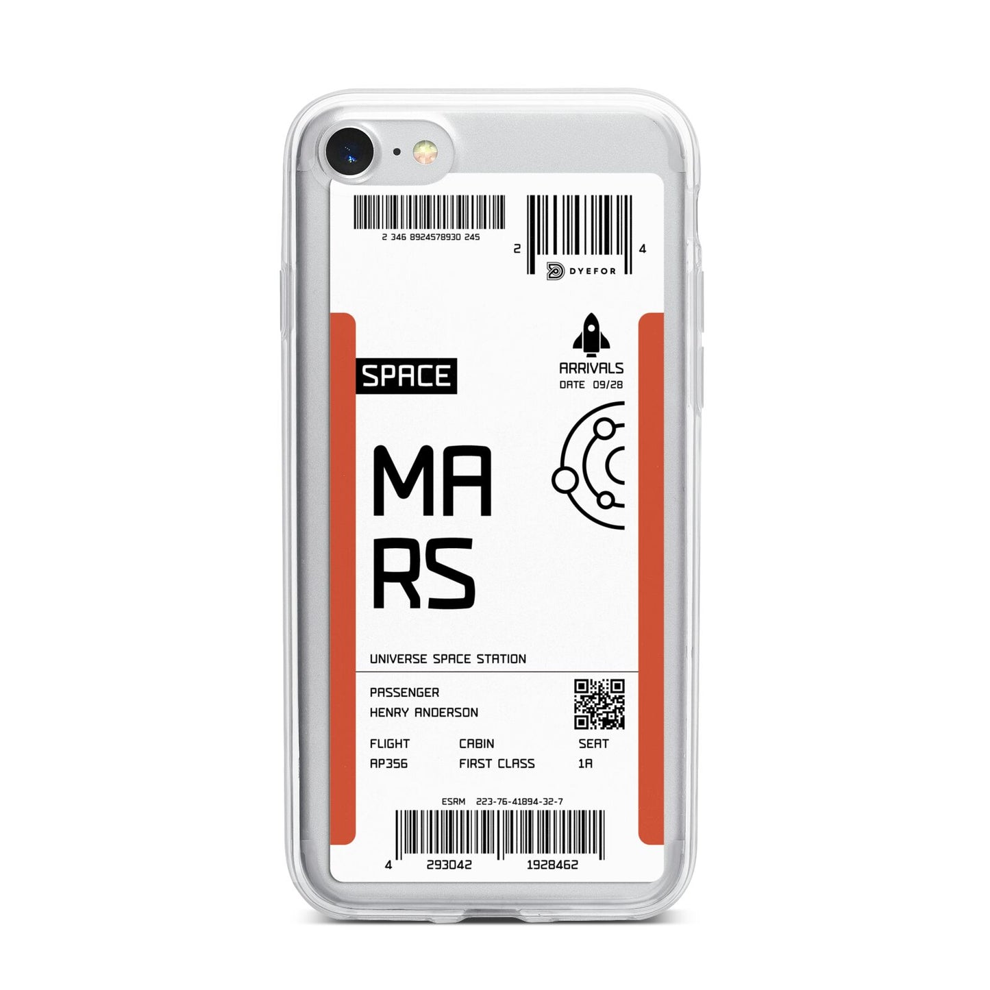 Personalised Planet Boarding Pass iPhone 7 Bumper Case on Silver iPhone