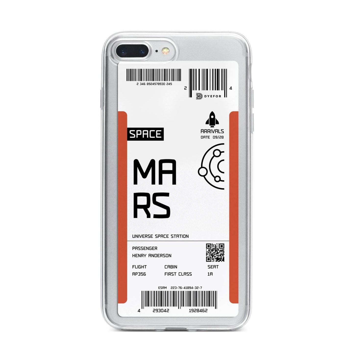 Personalised Planet Boarding Pass iPhone 7 Plus Bumper Case on Silver iPhone