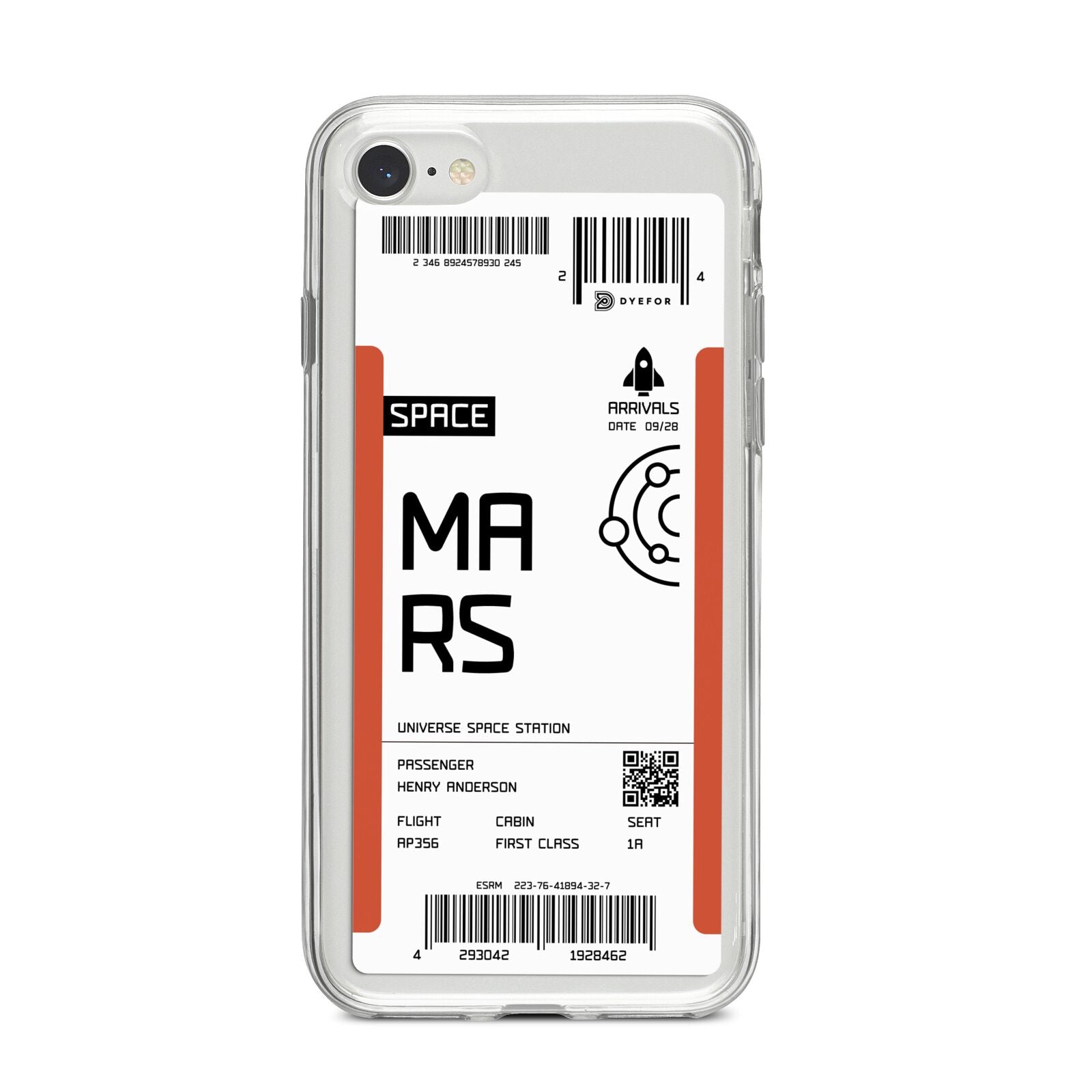 Personalised Planet Boarding Pass iPhone 8 Bumper Case on Silver iPhone