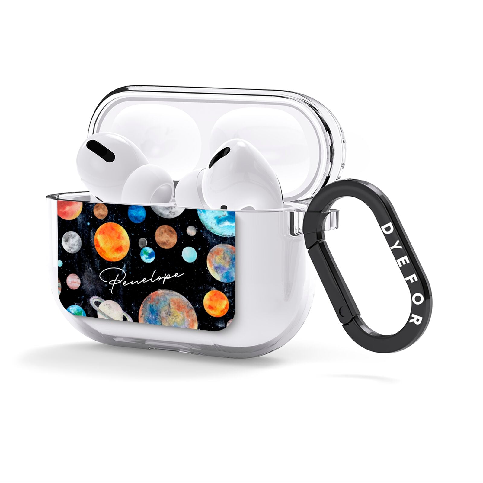 Personalised Planets AirPods Clear Case 3rd Gen Side Image
