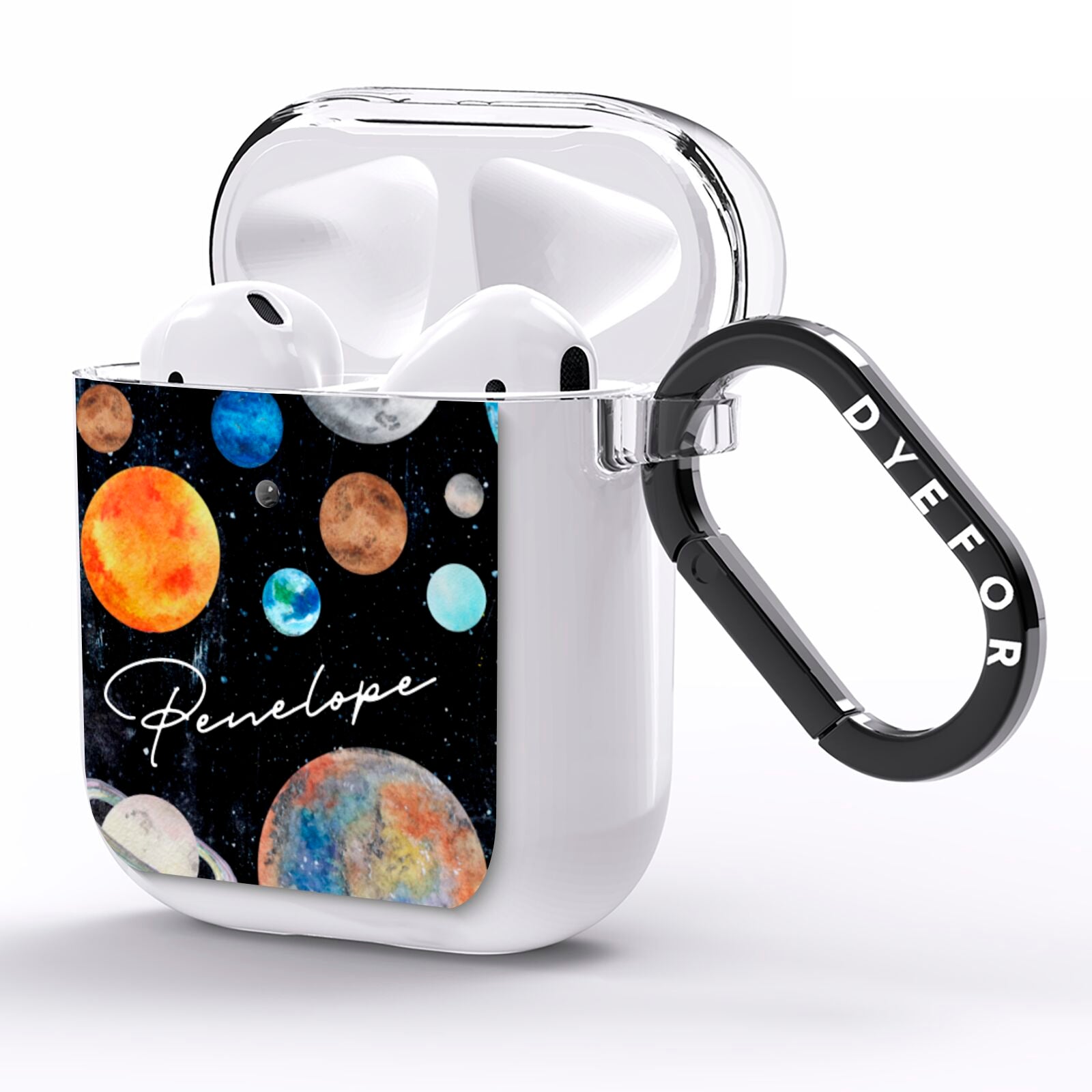 Personalised Planets AirPods Clear Case Side Image