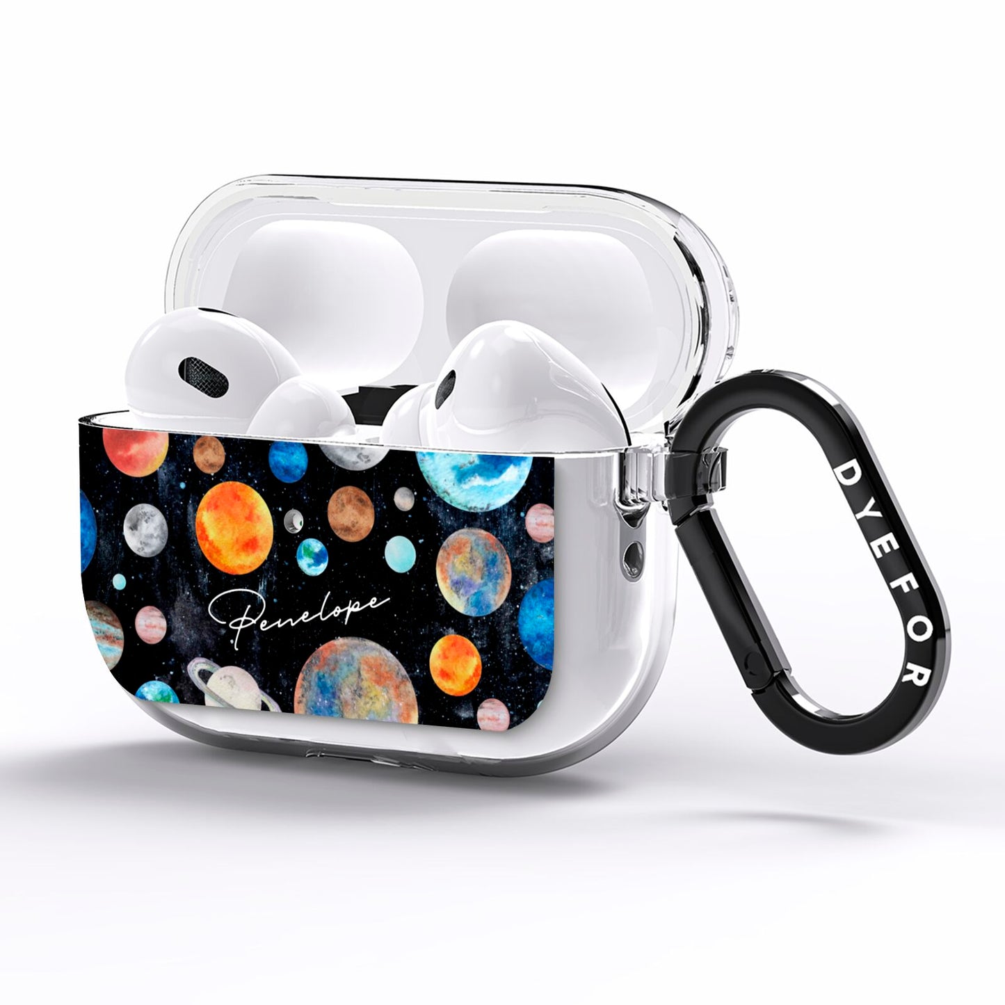 Personalised Planets AirPods Pro Clear Case Side Image