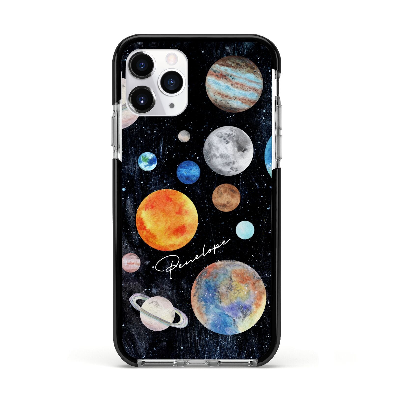 Personalised Planets Apple iPhone 11 Pro in Silver with Black Impact Case
