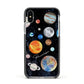 Personalised Planets Apple iPhone Xs Impact Case Black Edge on Silver Phone