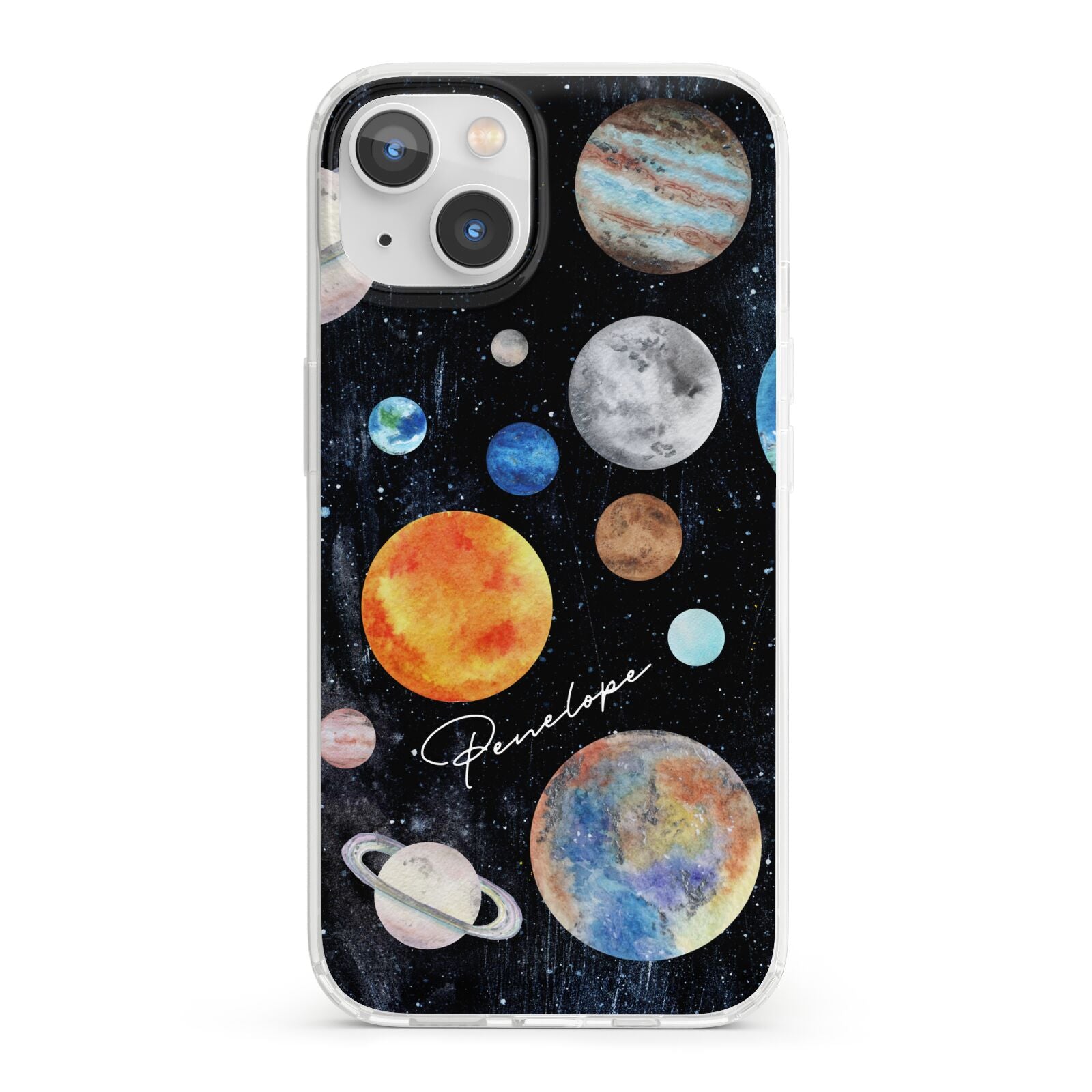 Personalised Planets iPhone 13 Clear Bumper Case