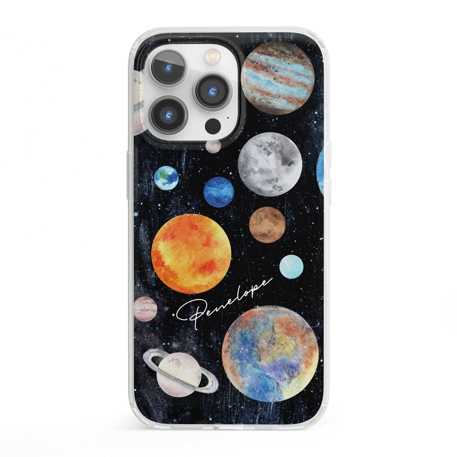Personalised Planets iPhone 13 Pro Clear Bumper Case