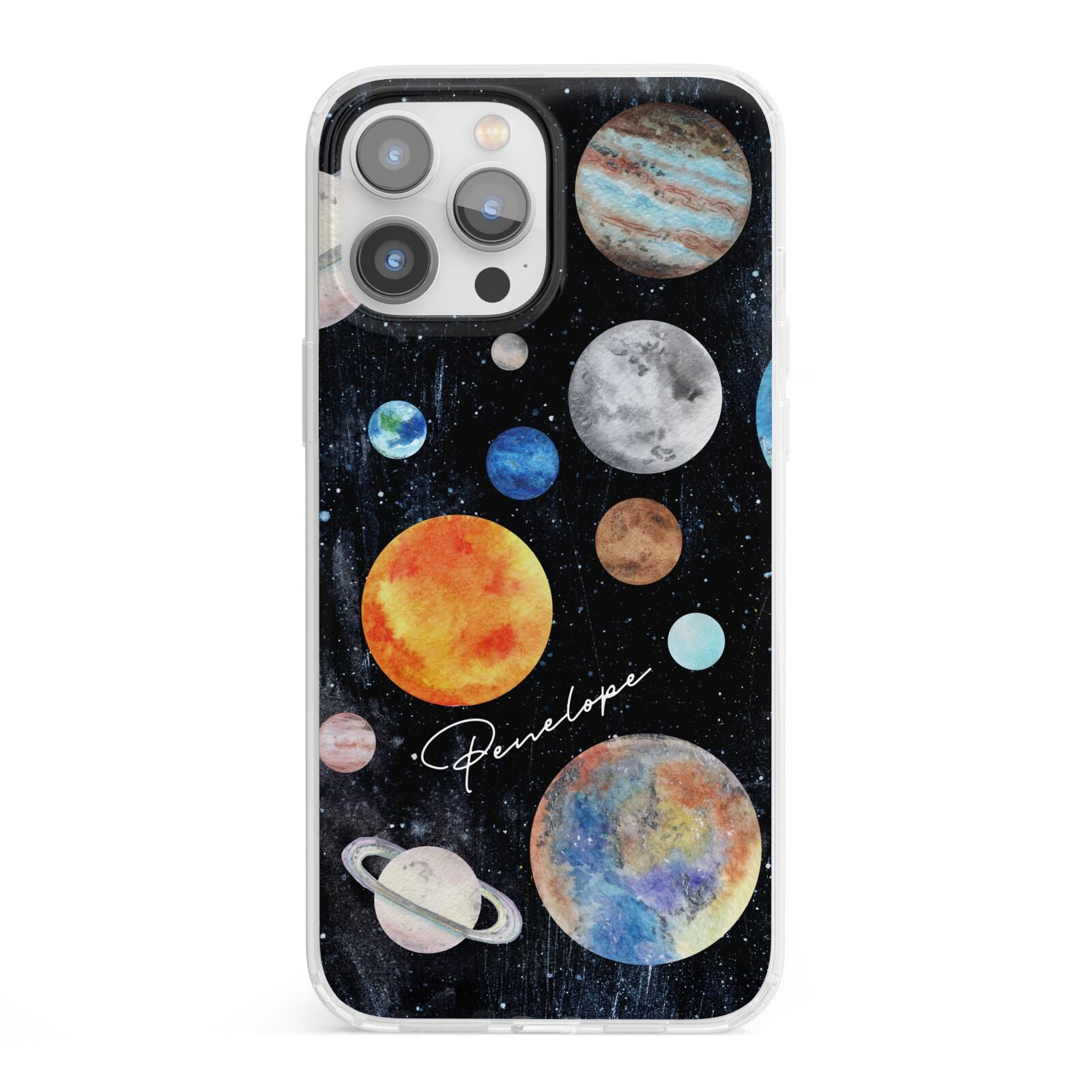 Personalised Planets iPhone 13 Pro Max Clear Bumper Case