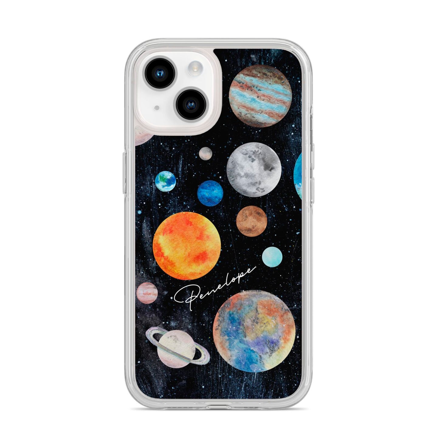 Personalised Planets iPhone 14 Clear Tough Case Starlight