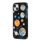Personalised Planets iPhone 14 Plus Black Impact Case Side Angle on Silver phone