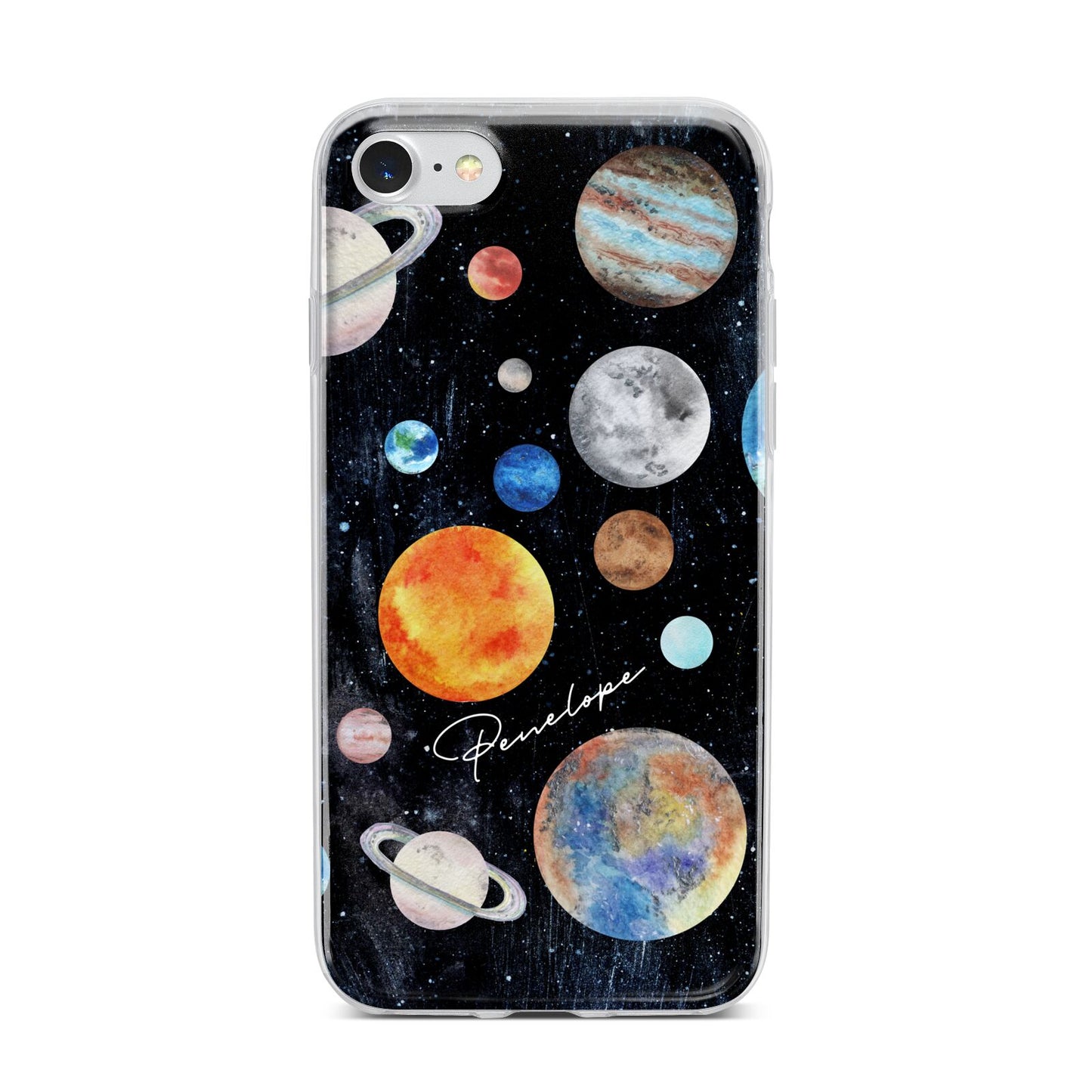 Personalised Planets iPhone 7 Bumper Case on Silver iPhone