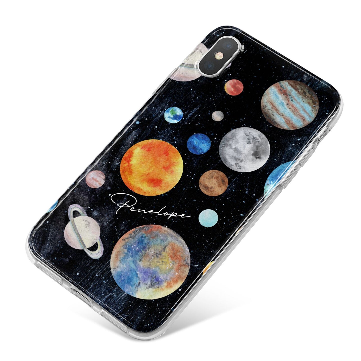 Personalised Planets iPhone X Bumper Case on Silver iPhone