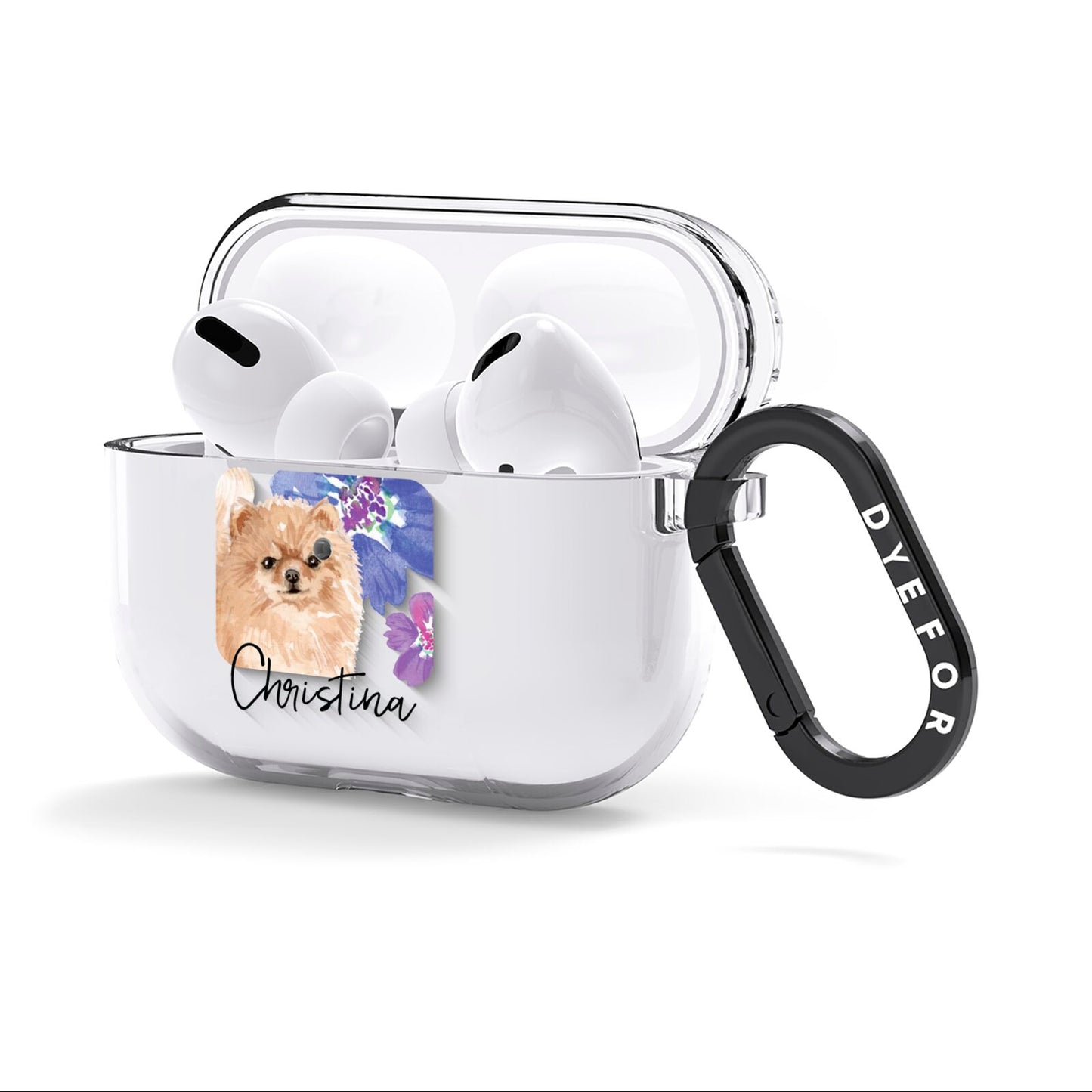 Personalised Pomeranian AirPods Clear Case 3rd Gen Side Image