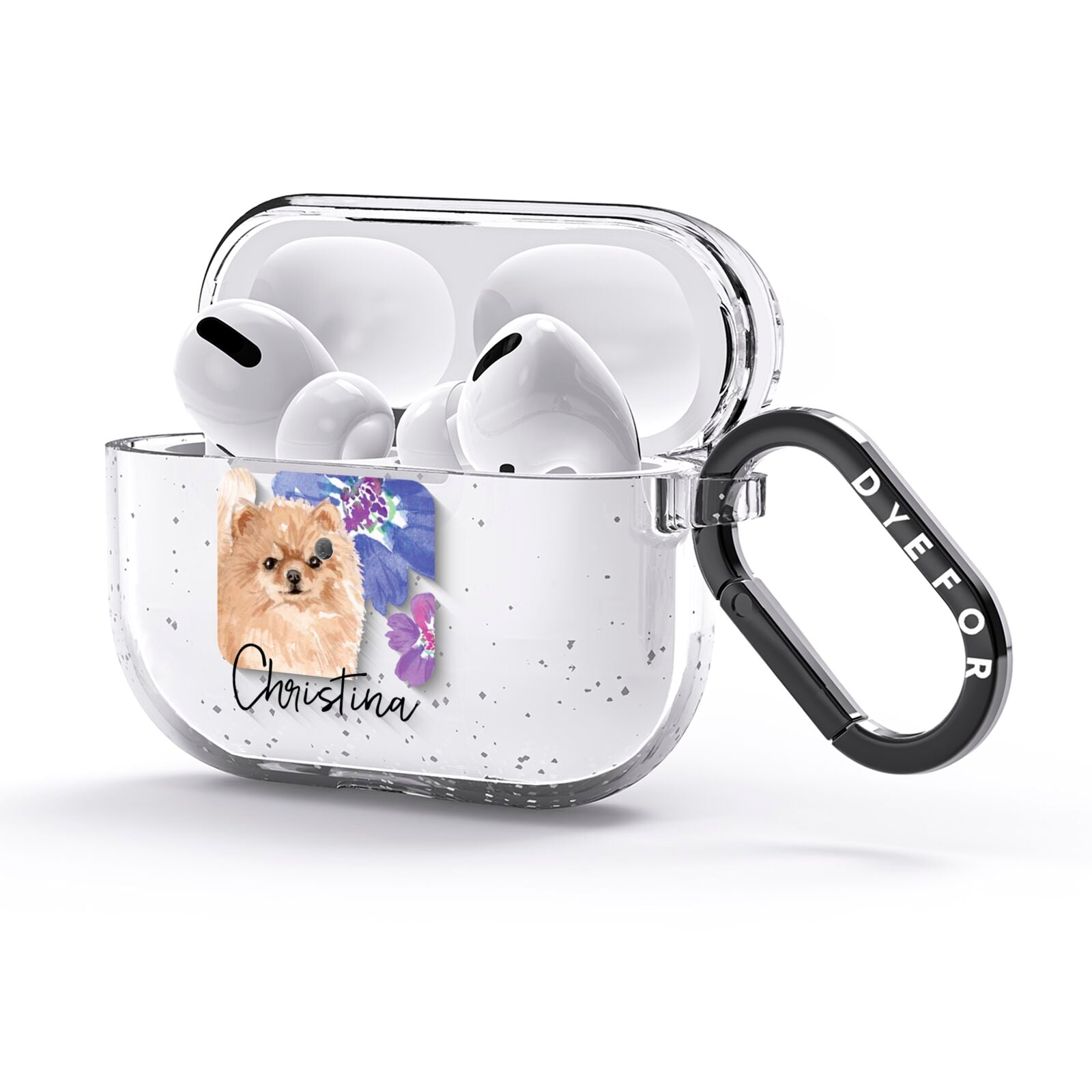 Personalised Pomeranian AirPods Glitter Case 3rd Gen Side Image