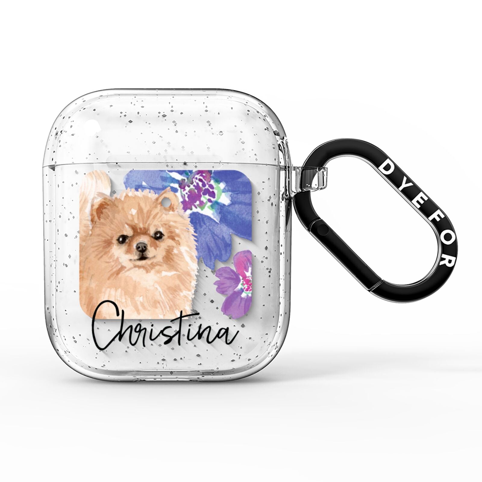 Personalised Pomeranian AirPods Glitter Case
