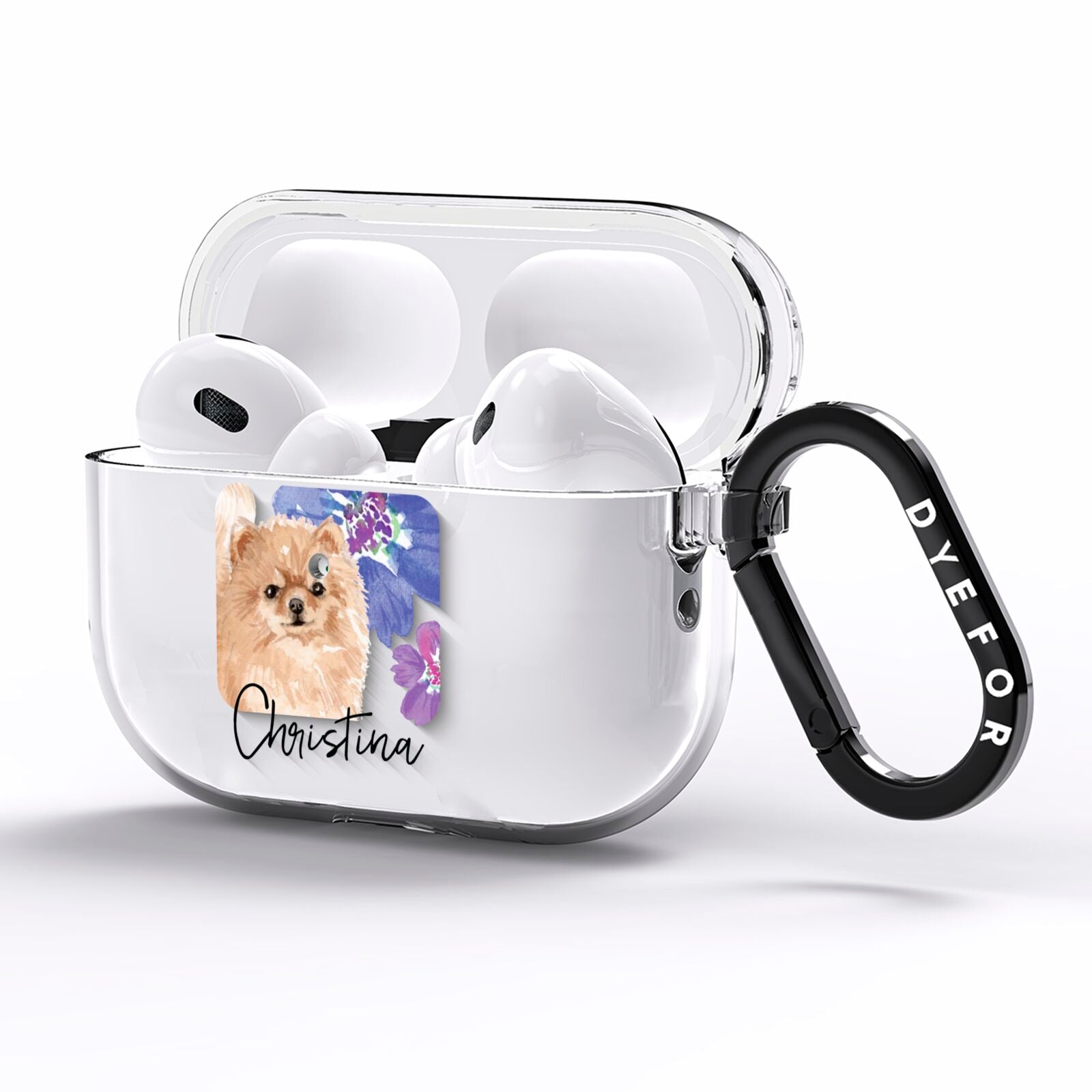 Personalised Pomeranian AirPods Pro Clear Case Side Image