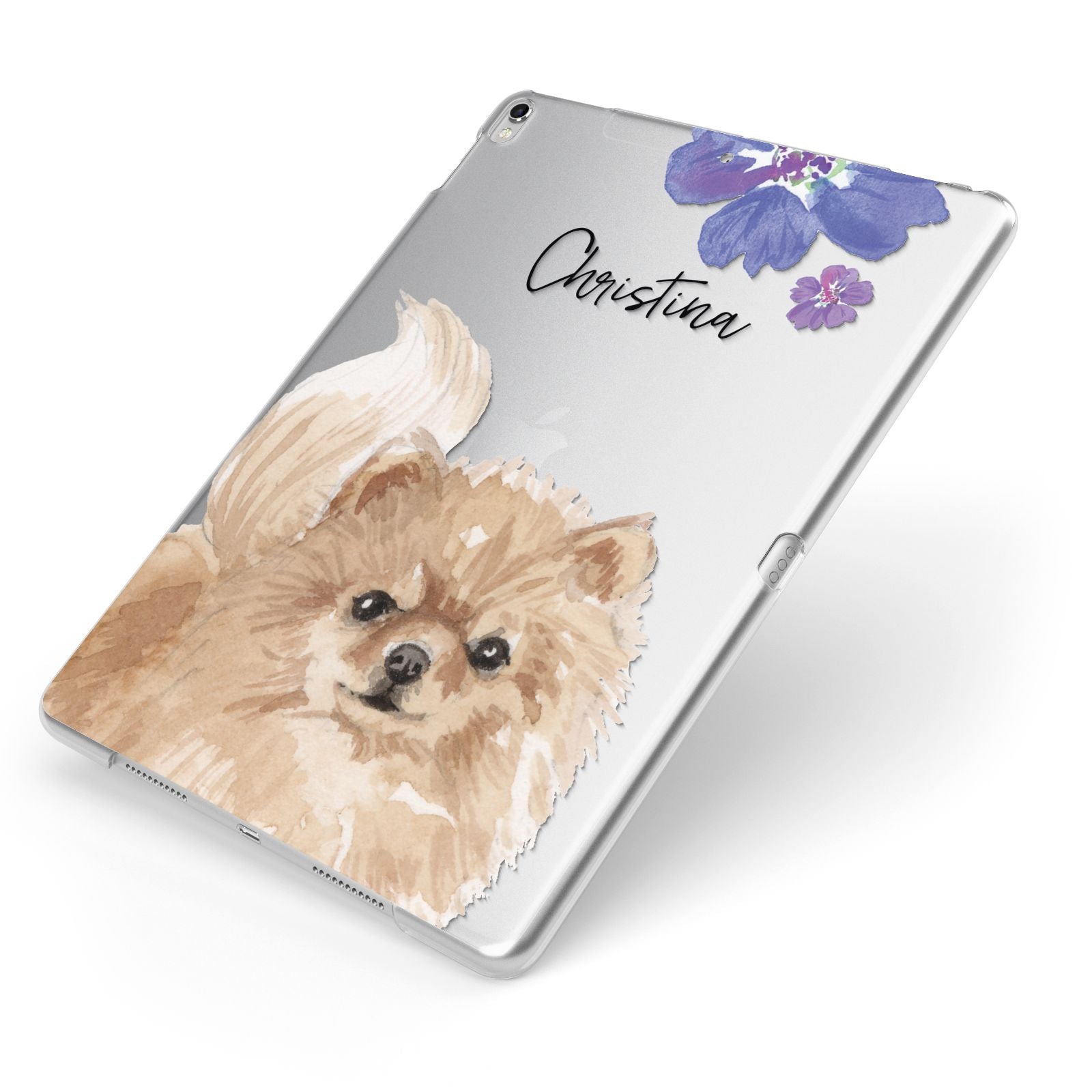 Personalised Pomeranian Apple iPad Case on Silver iPad Side View