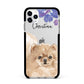 Personalised Pomeranian Apple iPhone 11 Pro Max in Silver with Black Impact Case