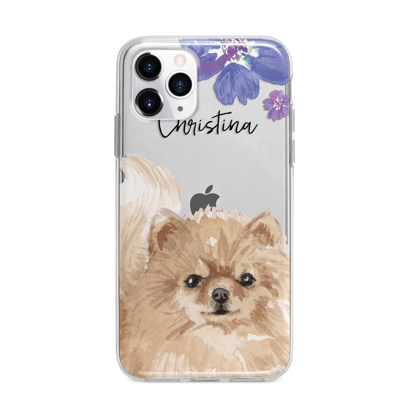 Personalised Pomeranian Apple iPhone 11 Pro in Silver with Bumper Case