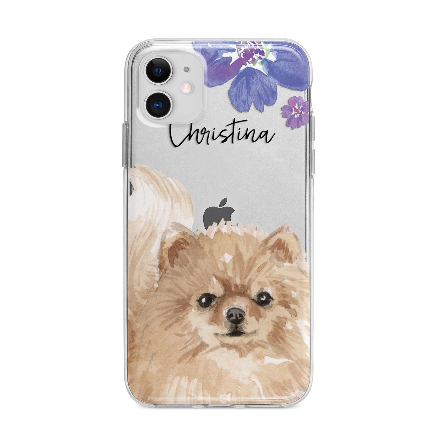 Personalised Pomeranian Apple iPhone 11 in White with Bumper Case