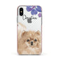 Personalised Pomeranian Apple iPhone Xs Impact Case Pink Edge on Silver Phone