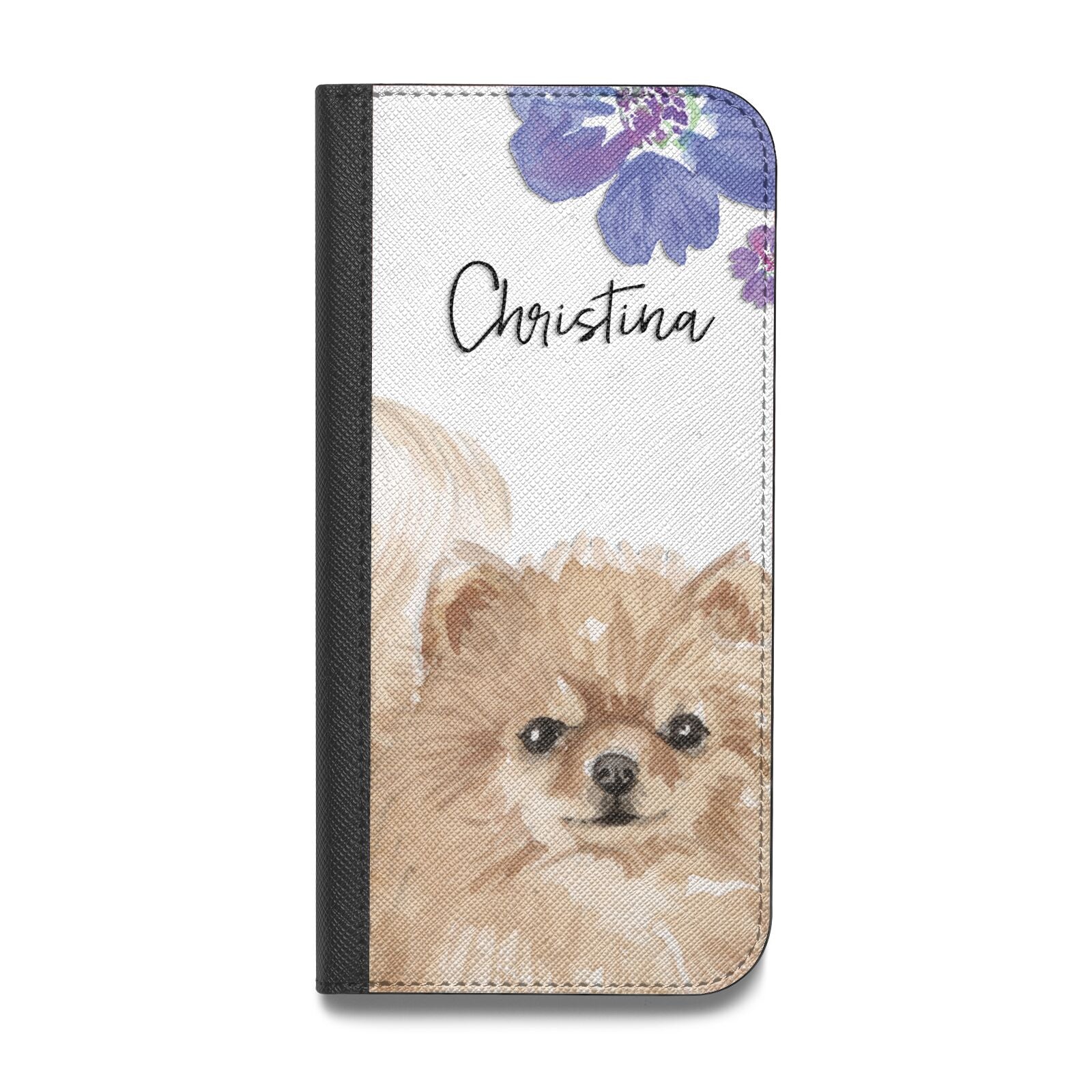 Personalised Pomeranian Vegan Leather Flip Samsung Case