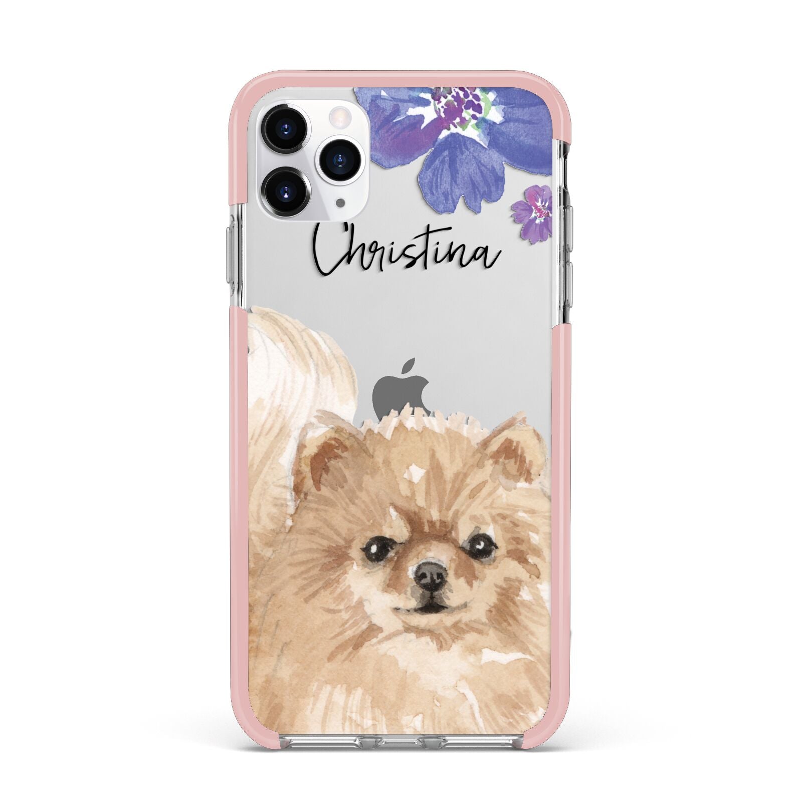 Personalised Pomeranian iPhone 11 Pro Max Impact Pink Edge Case