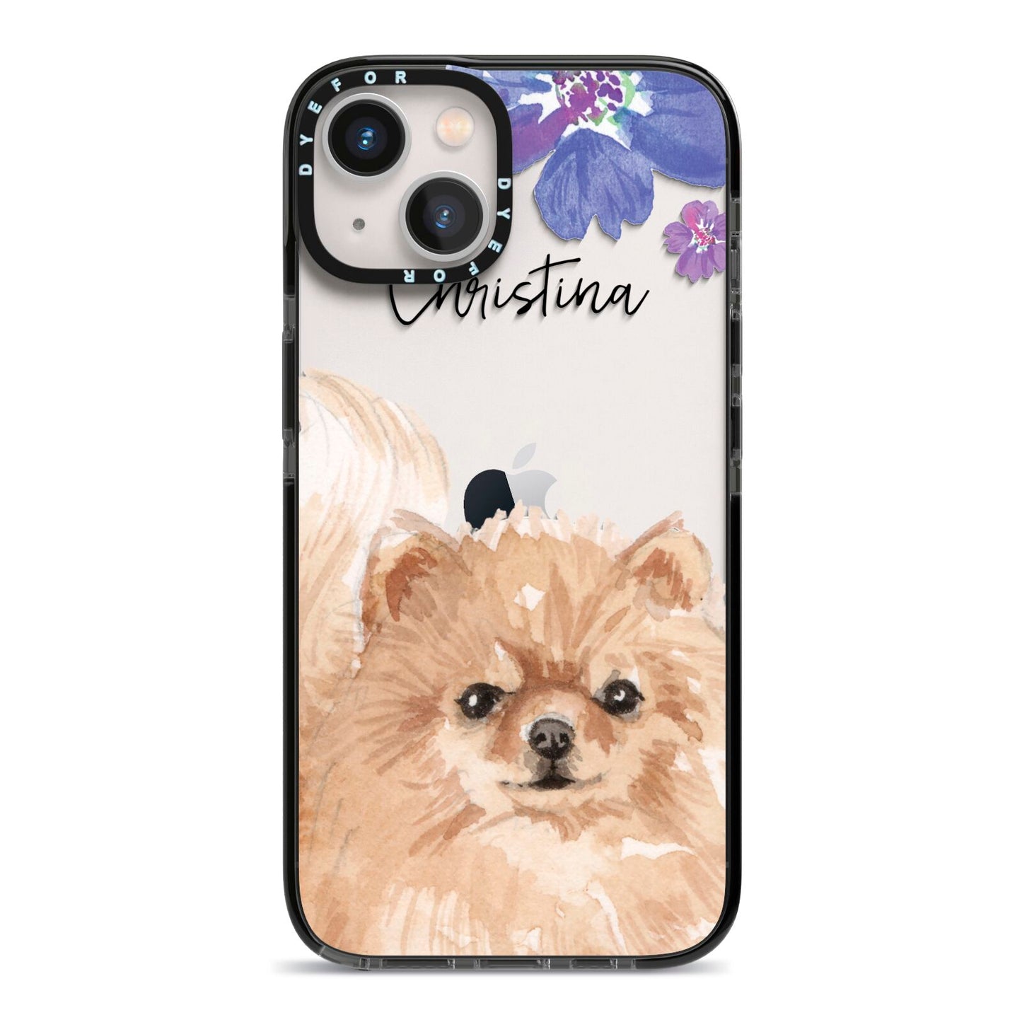 Personalised Pomeranian iPhone 13 Black Impact Case on Silver phone
