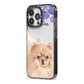 Personalised Pomeranian iPhone 13 Pro Black Impact Case Side Angle on Silver phone