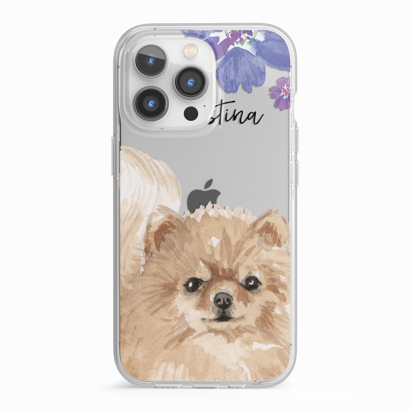 Personalised Pomeranian iPhone 13 Pro TPU Impact Case with White Edges