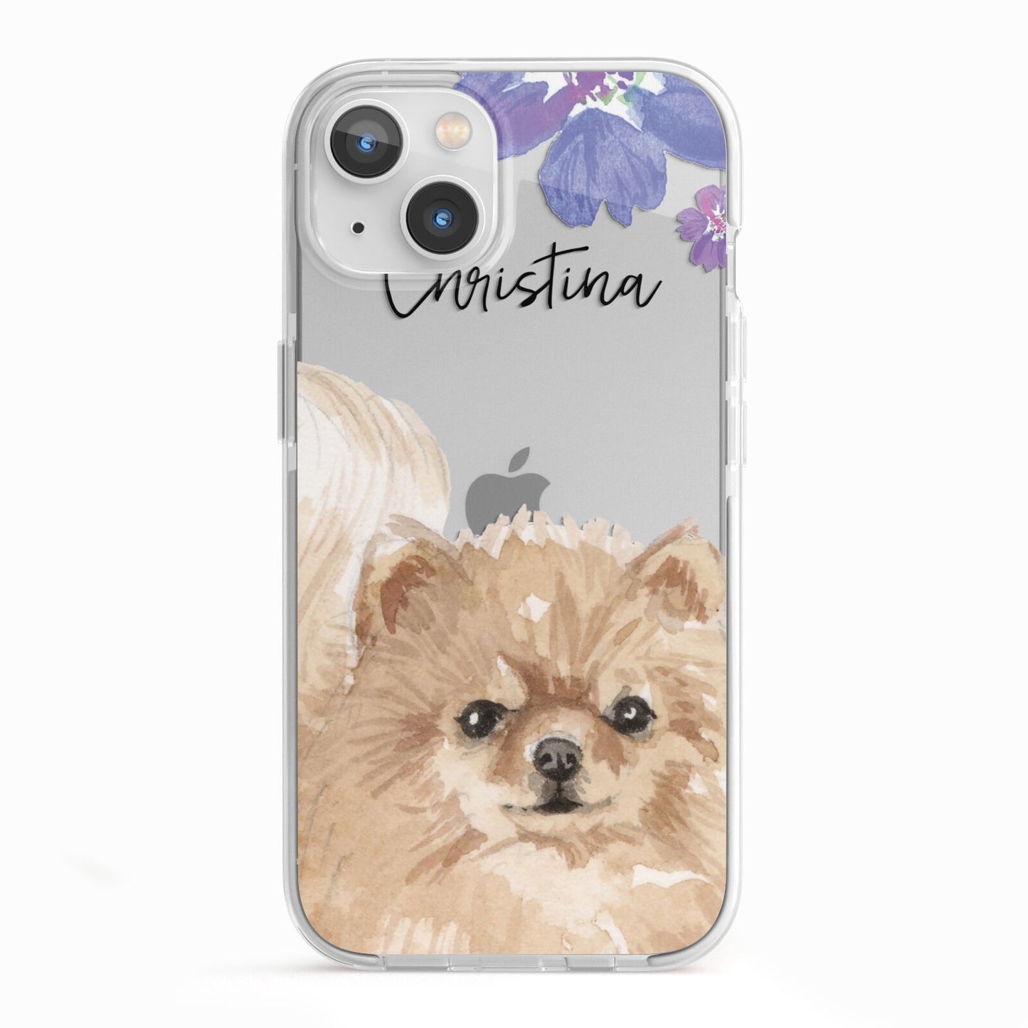 Personalised Pomeranian iPhone 13 TPU Impact Case with White Edges